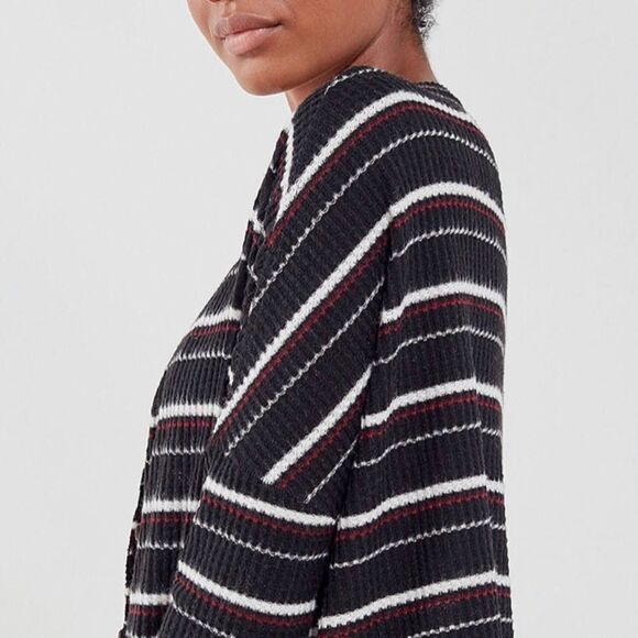 Urban Outfitters Out From Under Jojo Waffle Knit Top oversized Small Striped - Picture 7 of 11